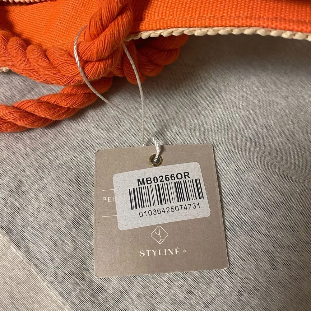NWT‎ Orange Rope Straw Beach Tote Bag